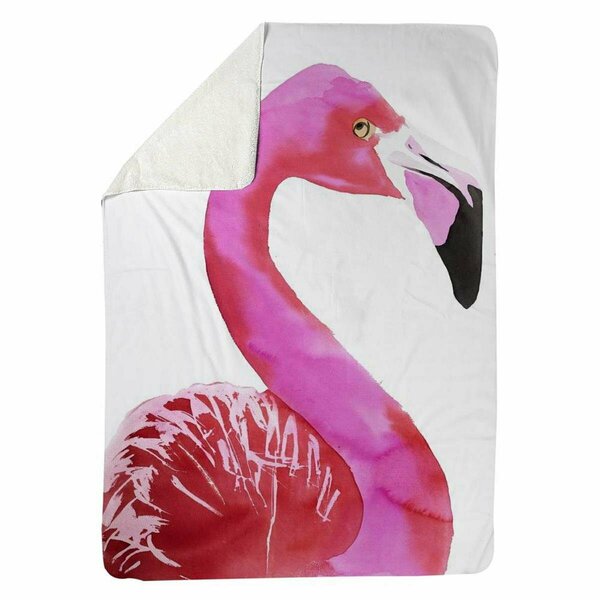 Begin Home Decor 60 x 80 in. Watercolor Proud Flamingo Profile-Sherpa Fleece Blanket 5545-6080-AN441